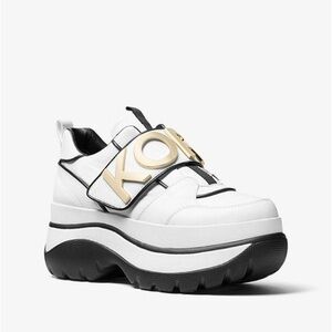 Micheal Kors Cortlandt Embellished Leather Platform Trainer